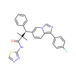 CC(C)(C(=O)Nc1nncs1)[C@@H](c1ccccc1)c1ccc2c(-c3ccc(F)cc3)ncn2c1 ZINC000096284214