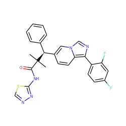 CC(C)(C(=O)Nc1nncs1)[C@@H](c1ccccc1)c1ccc2c(-c3ccc(F)cc3F)ncn2c1 ZINC000096284220