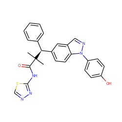 CC(C)(C(=O)Nc1nncs1)[C@@H](c1ccccc1)c1ccc2c(cnn2-c2ccc(O)cc2)c1 ZINC000096283933