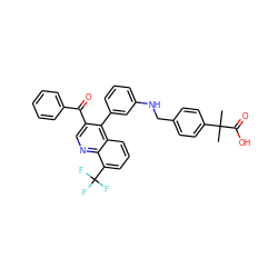 CC(C)(C(=O)O)c1ccc(CNc2cccc(-c3c(C(=O)c4ccccc4)cnc4c(C(F)(F)F)cccc34)c2)cc1 ZINC000014972580