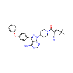 CC(C)(C)/C=C(\C#N)C(=O)N1CCC(n2nc(-c3ccc(Oc4ccccc4)cc3)c3c(N)ncnc32)CC1 ZINC000149683345