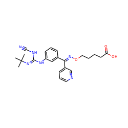 CC(C)(C)/N=C(\NC#N)Nc1cccc(/C(=N/OCCCCC(=O)O)c2cccnc2)c1 ZINC000013796639