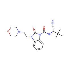 CC(C)(C)[C@@H](C#N)NC(=O)n1c(=O)n(CCN2CCOCC2)c2ccccc21 ZINC000040957093