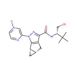 CC(C)(C)[C@@H](CO)NC(=O)c1nn(-c2c[n+]([O-])ccn2)c2c1C[C@@H]1C[C@H]21 ZINC000068248387