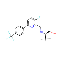 CC(C)(C)[C@H](CO)NCc1nc(-c2ccc(C(F)(F)F)cc2)ccc1F ZINC000204413701