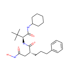 CC(C)(C)[C@H](NC(=O)[C@H](CCCc1ccccc1)CC(=O)NO)C(=O)NC1CCCCC1 ZINC000027646766