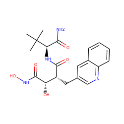 CC(C)(C)[C@H](NC(=O)[C@H](Cc1cnc2ccccc2c1)[C@H](O)C(=O)NO)C(N)=O ZINC000026939685