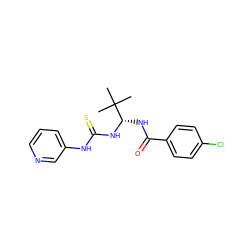 CC(C)(C)[C@H](NC(=O)c1ccc(Cl)cc1)NC(=S)Nc1cccnc1 ZINC000013588817