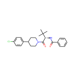 CC(C)(C)[C@H](NC(=O)c1ccccc1)C(=O)N1CCC(c2ccc(Cl)cc2)CC1 ZINC000095571783