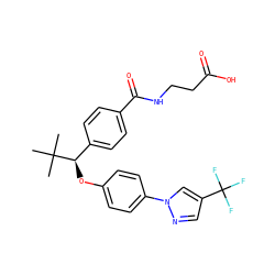 CC(C)(C)[C@H](Oc1ccc(-n2cc(C(F)(F)F)cn2)cc1)c1ccc(C(=O)NCCC(=O)O)cc1 ZINC000096269711