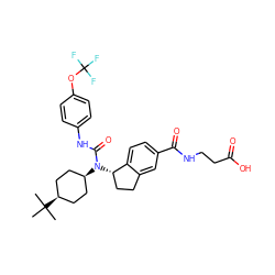 CC(C)(C)[C@H]1CC[C@@H](N(C(=O)Nc2ccc(OC(F)(F)F)cc2)[C@H]2CCc3cc(C(=O)NCCC(=O)O)ccc32)CC1 ZINC000101107123