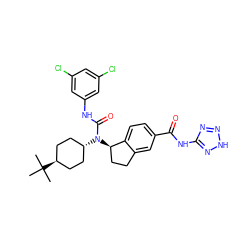 CC(C)(C)[C@H]1CC[C@H](N(C(=O)Nc2cc(Cl)cc(Cl)c2)[C@@H]2CCc3cc(C(=O)Nc4nn[nH]n4)ccc32)CC1 ZINC000253655964