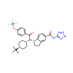 CC(C)(C)[C@H]1CC[C@H](N(C(=O)c2ccc(OC(F)(F)F)cc2)[C@H]2CCc3cc(C(=O)Nc4nn[nH]n4)ccc32)CC1 ZINC000253655893