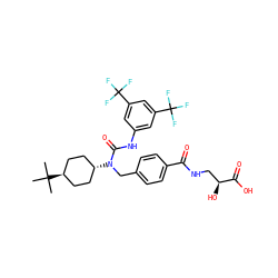 CC(C)(C)[C@H]1CC[C@H](N(Cc2ccc(C(=O)NC[C@H](O)C(=O)O)cc2)C(=O)Nc2cc(C(F)(F)F)cc(C(F)(F)F)c2)CC1 ZINC000261148316