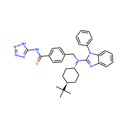 CC(C)(C)[C@H]1CC[C@H](N(Cc2ccc(C(=O)Nc3nnn[nH]3)cc2)c2nc3ccccc3n2-c2ccccc2)CC1 ZINC000253839040