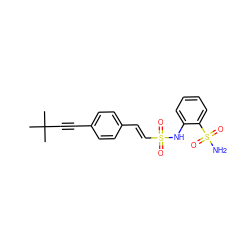 CC(C)(C)C#Cc1ccc(/C=C/S(=O)(=O)Nc2ccccc2S(N)(=O)=O)cc1 ZINC000147442683