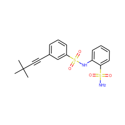 CC(C)(C)C#Cc1cccc(S(=O)(=O)Nc2ccccc2S(N)(=O)=O)c1 ZINC000149118621