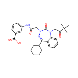 CC(C)(C)C(=O)CN1C(=O)N(CC(=O)Nc2cccc(C(=O)O)c2)N=C(C2CCCCC2)c2ccccc21 ZINC000003816169