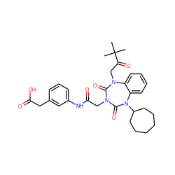 CC(C)(C)C(=O)CN1C(=O)N(CC(=O)Nc2cccc(CC(=O)O)c2)C(=O)N(C2CCCCCC2)c2ccccc21 ZINC000029063911