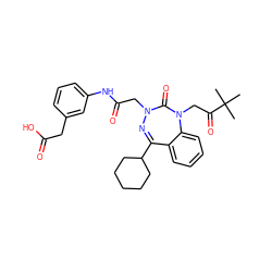 CC(C)(C)C(=O)CN1C(=O)N(CC(=O)Nc2cccc(CC(=O)O)c2)N=C(C2CCCCC2)c2ccccc21 ZINC000028655824