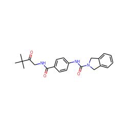 CC(C)(C)C(=O)CNC(=O)c1ccc(NC(=O)N2Cc3ccccc3C2)cc1 ZINC000165907079