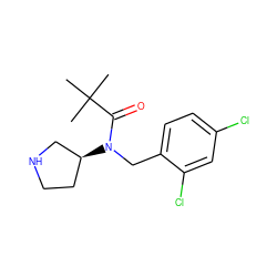 CC(C)(C)C(=O)N(Cc1ccc(Cl)cc1Cl)[C@H]1CCNC1 ZINC000040829649