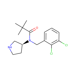 CC(C)(C)C(=O)N(Cc1cccc(Cl)c1Cl)[C@H]1CCNC1 ZINC000040834611