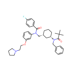 CC(C)(C)C(=O)N(Cc1ccccc1)[C@H]1CCC[C@@H](CN(C(=O)c2ccc(F)cc2)c2cccc(OCCN3CCCC3)c2)C1 ZINC000036160528