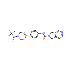 CC(C)(C)C(=O)N1CC=C(c2ccc(NC(=O)N3Cc4ccncc4C3)cc2)CC1 ZINC000167767900