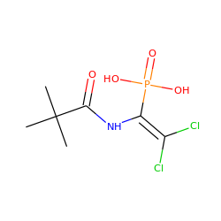 CC(C)(C)C(=O)NC(=C(Cl)Cl)P(=O)(O)O ZINC000003012361