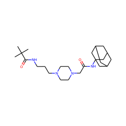 CC(C)(C)C(=O)NCCCN1CCN(CC(=O)NC23CC4CC(CC(C4)C2)C3)CC1 ZINC000095587922