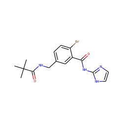 CC(C)(C)C(=O)NCc1ccc(Br)c(C(=O)Nc2ncc[nH]2)c1 ZINC000095578914