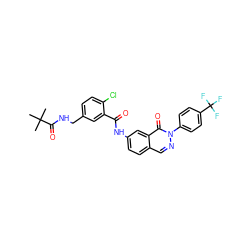 CC(C)(C)C(=O)NCc1ccc(Cl)c(C(=O)Nc2ccc3cnn(-c4ccc(C(F)(F)F)cc4)c(=O)c3c2)c1 ZINC000146749424