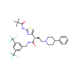 CC(C)(C)C(=O)Nc1nc([C@@H](CCN2CCC(c3ccccc3)CC2)C(=O)NCc2cc(C(F)(F)F)cc(C(F)(F)F)c2)cs1 ZINC000028702801