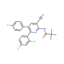 CC(C)(C)C(=O)Nc1nc(-c2ccc(Cl)cc2Cl)c(-c2ccc(Cl)cc2)cc1C#N ZINC000028902997