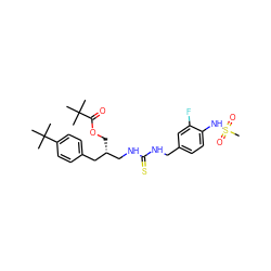 CC(C)(C)C(=O)OC[C@H](CNC(=S)NCc1ccc(NS(C)(=O)=O)c(F)c1)Cc1ccc(C(C)(C)C)cc1 ZINC000014973119