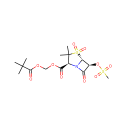 CC(C)(C)C(=O)OCOC(=O)[C@@H]1N2C(=O)[C@H](OS(C)(=O)=O)[C@H]2S(=O)(=O)C1(C)C ZINC000026167307