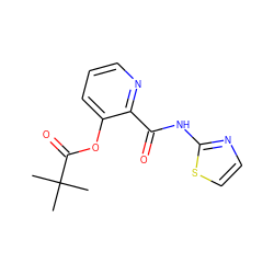 CC(C)(C)C(=O)Oc1cccnc1C(=O)Nc1nccs1 ZINC000013521902