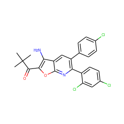 CC(C)(C)C(=O)c1oc2nc(-c3ccc(Cl)cc3Cl)c(-c3ccc(Cl)cc3)cc2c1N ZINC000038430588