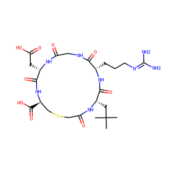 CC(C)(C)C[C@@H]1NC(=O)CSC[C@@H](C(=O)O)NC(=O)[C@H](CC(=O)O)NC(=O)CNC(=O)[C@H](CCCN=C(N)N)NC1=O ZINC000026161309