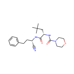 CC(C)(C)C[C@H](NC(=O)N1CCOCC1)C(=O)N[C@H](C#N)CCc1ccccc1 ZINC000013492534