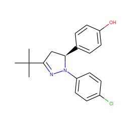 CC(C)(C)C1=NN(c2ccc(Cl)cc2)[C@H](c2ccc(O)cc2)C1 ZINC000299833680