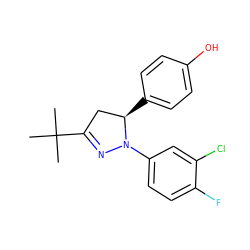 CC(C)(C)C1=NN(c2ccc(F)c(Cl)c2)[C@H](c2ccc(O)cc2)C1 ZINC000299832074