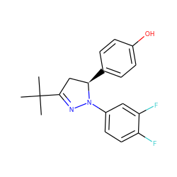 CC(C)(C)C1=NN(c2ccc(F)c(F)c2)[C@H](c2ccc(O)cc2)C1 ZINC000299833739