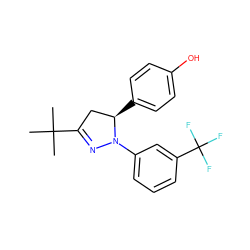 CC(C)(C)C1=NN(c2cccc(C(F)(F)F)c2)[C@H](c2ccc(O)cc2)C1 ZINC000299826003