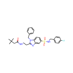 CC(C)(C)CC(=O)NCCc1nc2cc(S(=O)(=O)NCc3ccc(F)cc3)ccc2n1Cc1ccccc1 ZINC000028357990