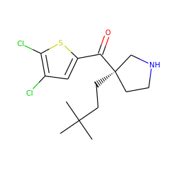 CC(C)(C)CC[C@@]1(C(=O)c2cc(Cl)c(Cl)s2)CCNC1 ZINC000058582887