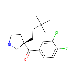 CC(C)(C)CC[C@]1(C(=O)c2ccc(Cl)c(Cl)c2)CCNC1 ZINC000058592042