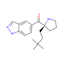 CC(C)(C)CC[C@]1(C(=O)c2ccc3[nH]ncc3c2)CCCN1 ZINC000058591085