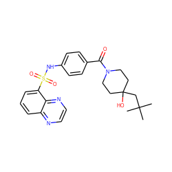 CC(C)(C)CC1(O)CCN(C(=O)c2ccc(NS(=O)(=O)c3cccc4nccnc34)cc2)CC1 ZINC000217623134